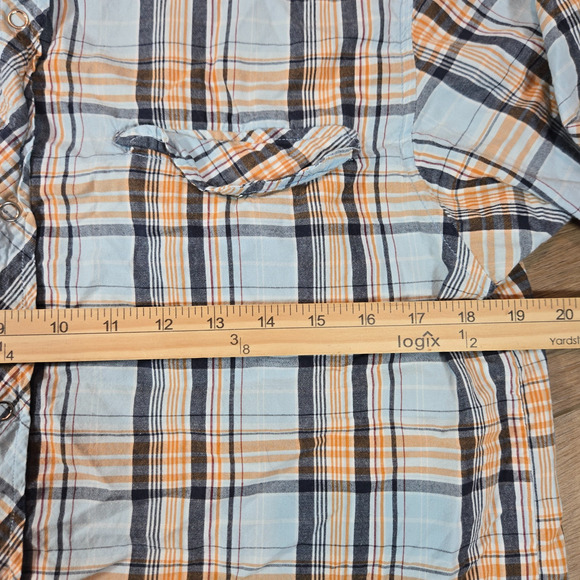 O’Neill Shirt Men’s Large Blue Plaid Snap Button Short Sleeve Collared Casual - Picture 6 of 9